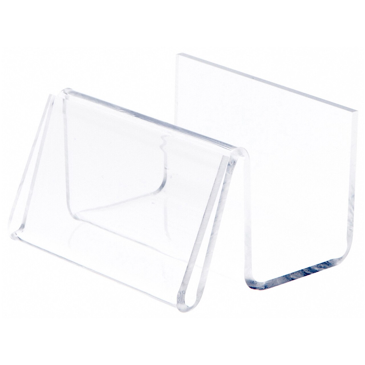 Plymor Clear Acrylic Deluxe Business Card Holder & Display (Horizontal), 3.5" W x 3" D x 2" H